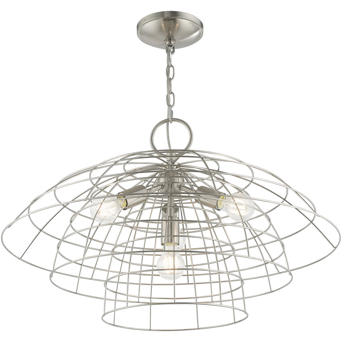 Four Light Dimmable Chandelier With Shades Default Title