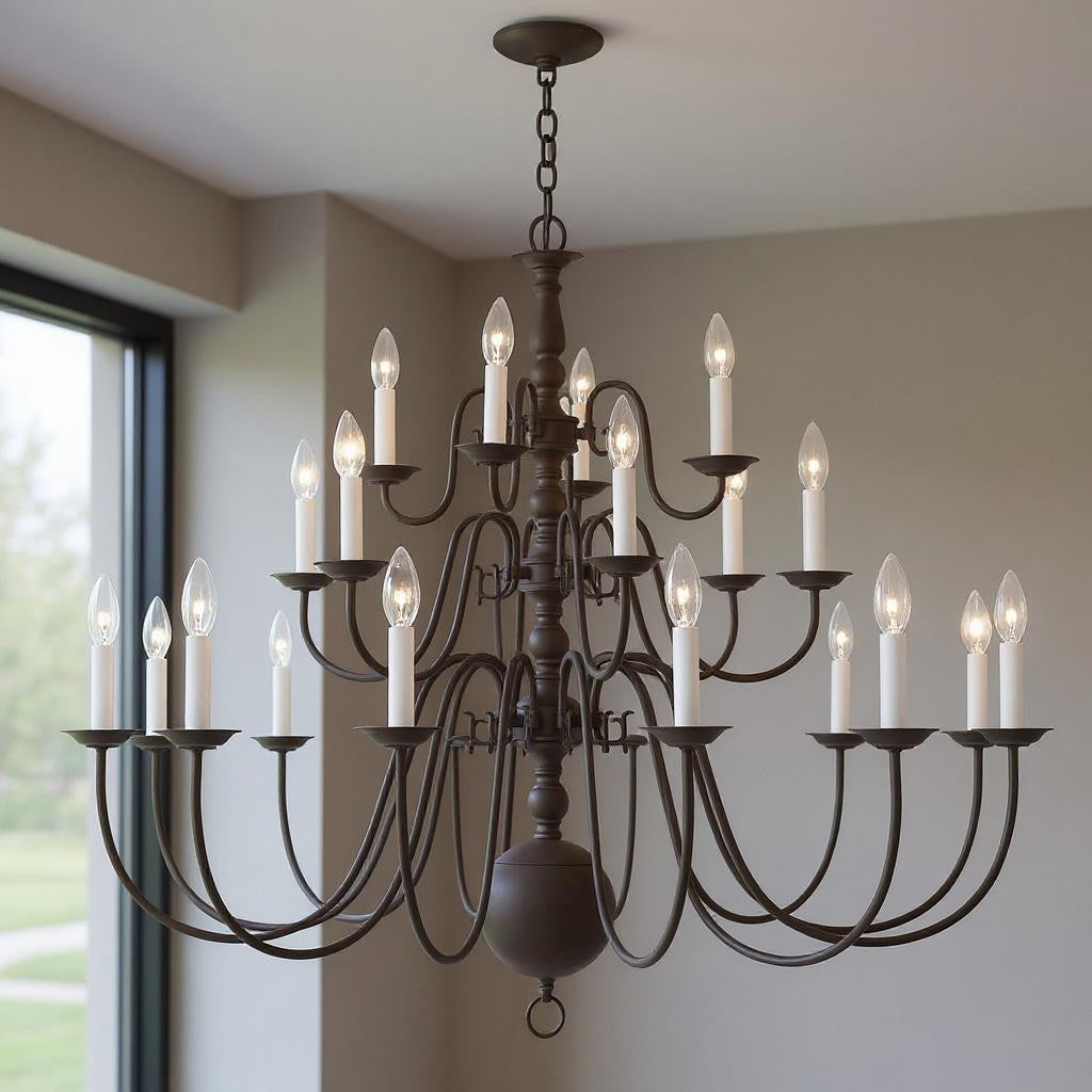 Bronze Multi Light Dimmable Chandelier With Shades