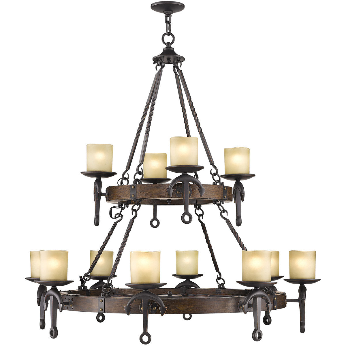 Twelve Light Resin Dimmable Chandelier With Shades