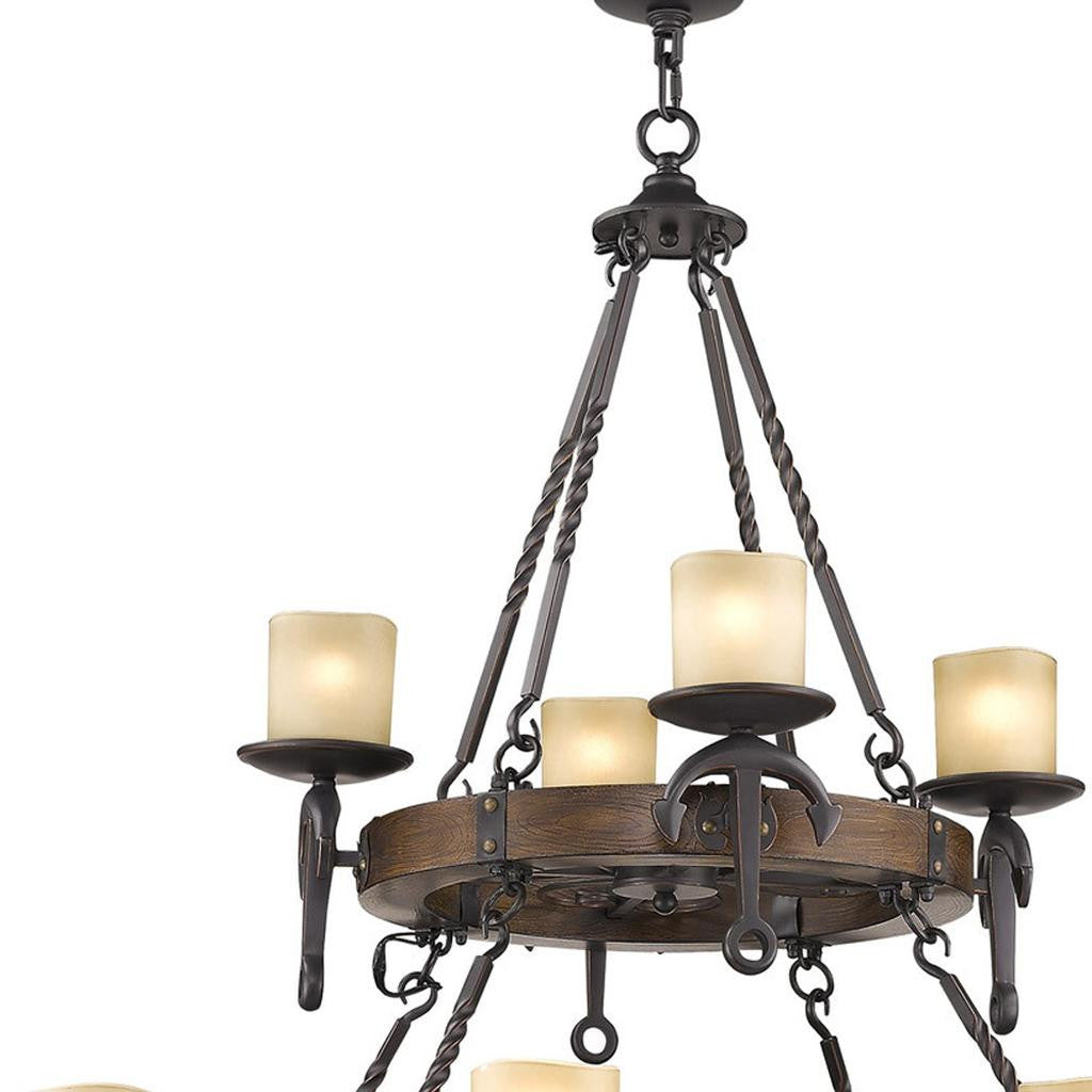 Twelve Light Resin Dimmable Chandelier With Shades
