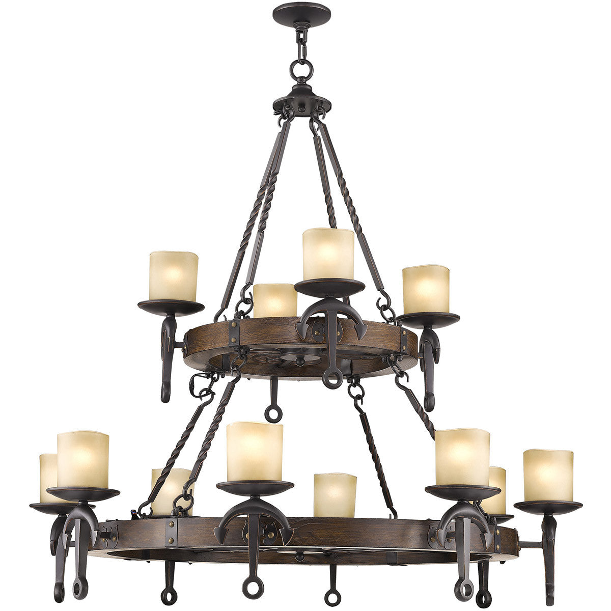 Twelve Light Resin Dimmable Chandelier With Shades