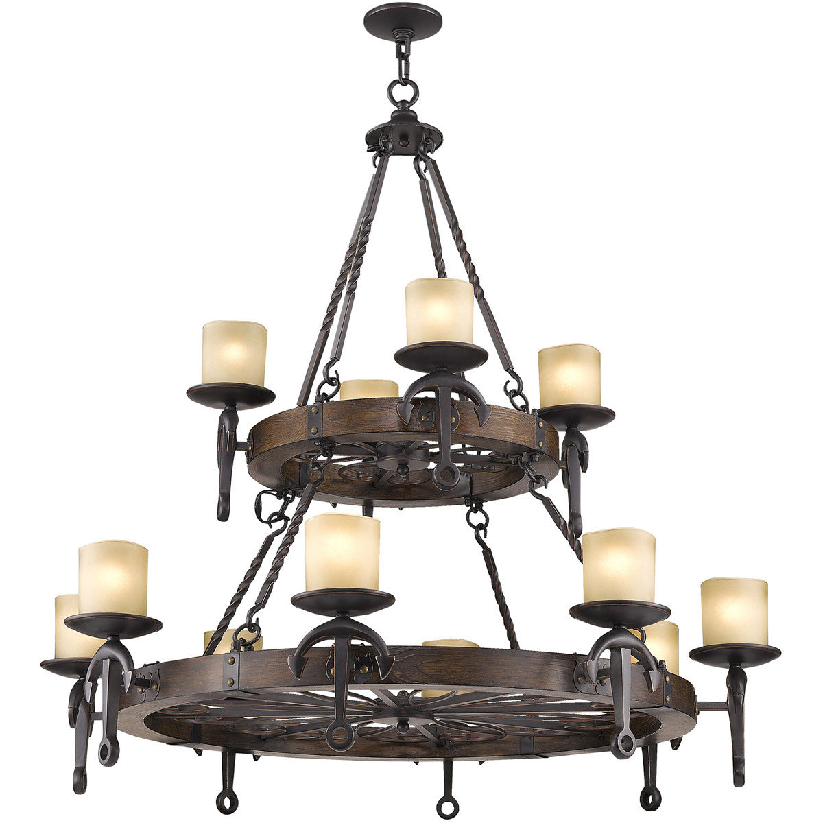 Twelve Light Resin Dimmable Chandelier With Shades