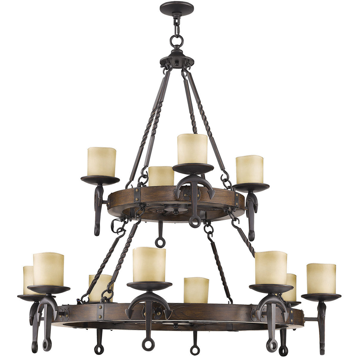 Twelve Light Resin Dimmable Chandelier With Shades