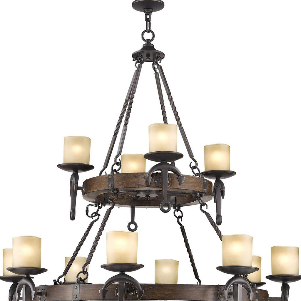 Twelve Light Resin Dimmable Chandelier With Shades