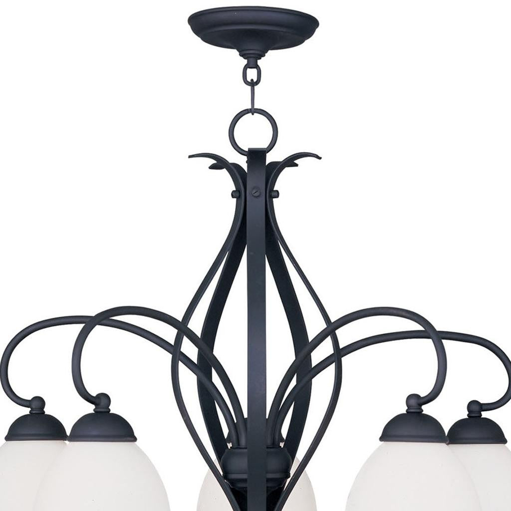 Black Five Light Dimmable Chandelier With Shades