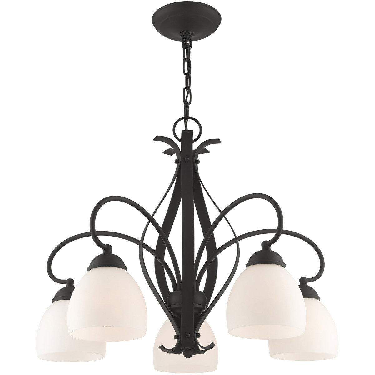 Black Five Light Dimmable Chandelier With Shades