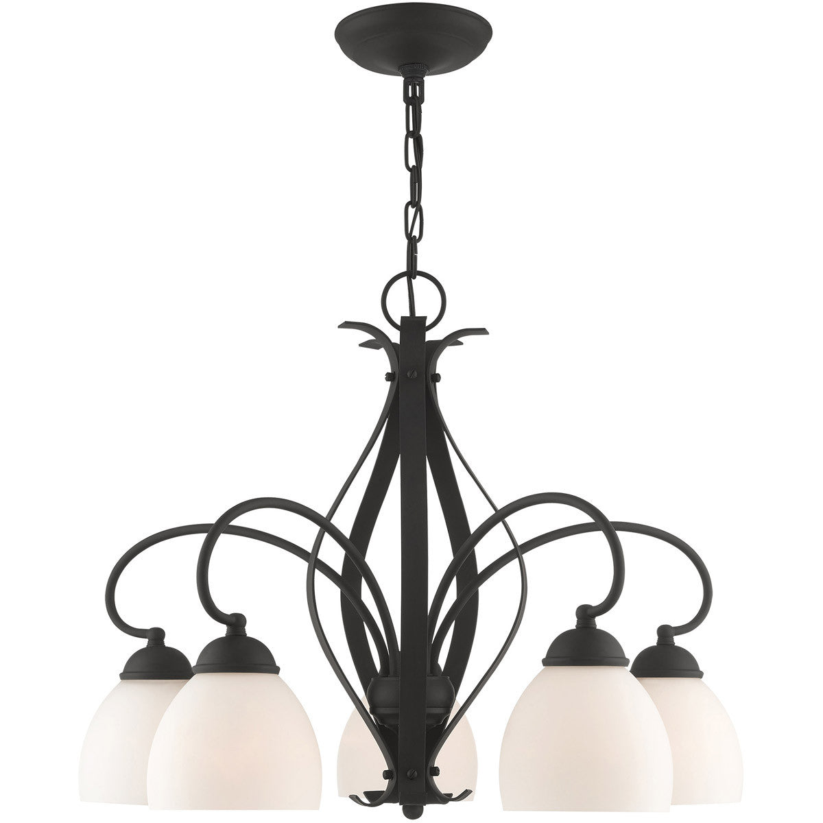 Black Five Light Dimmable Chandelier With Shades