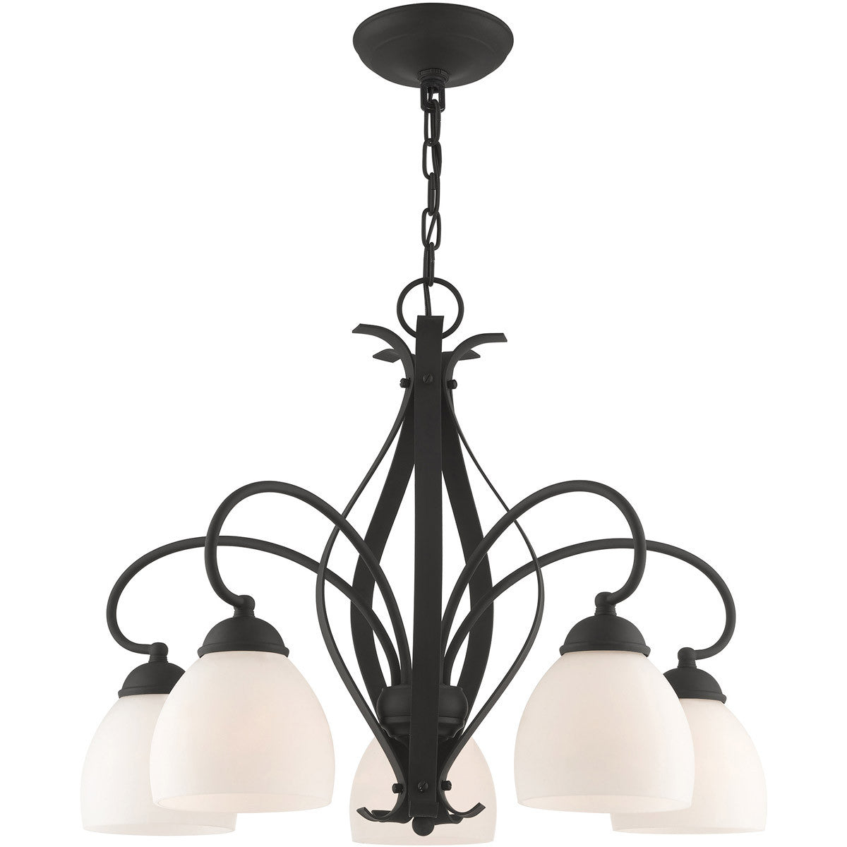 Black Five Light Dimmable Chandelier With Shades