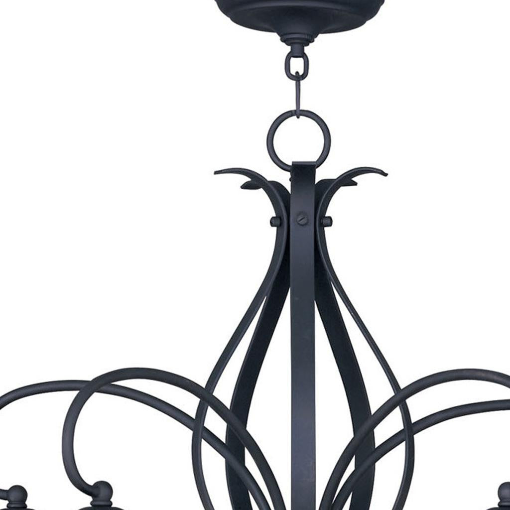 Black Five Light Dimmable Chandelier With Shades