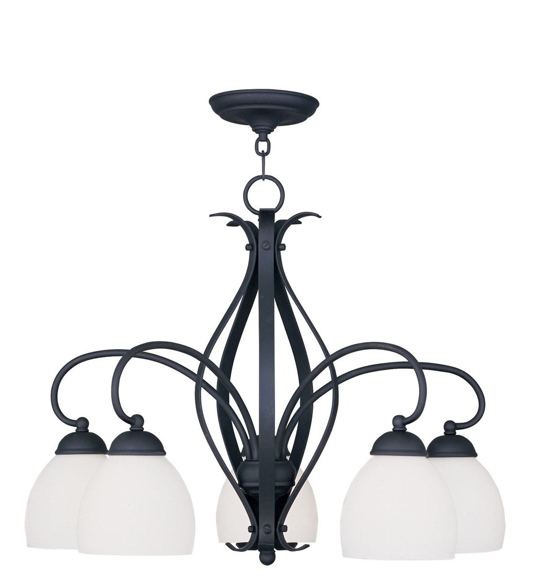 Black Five Light Dimmable Chandelier With Shades