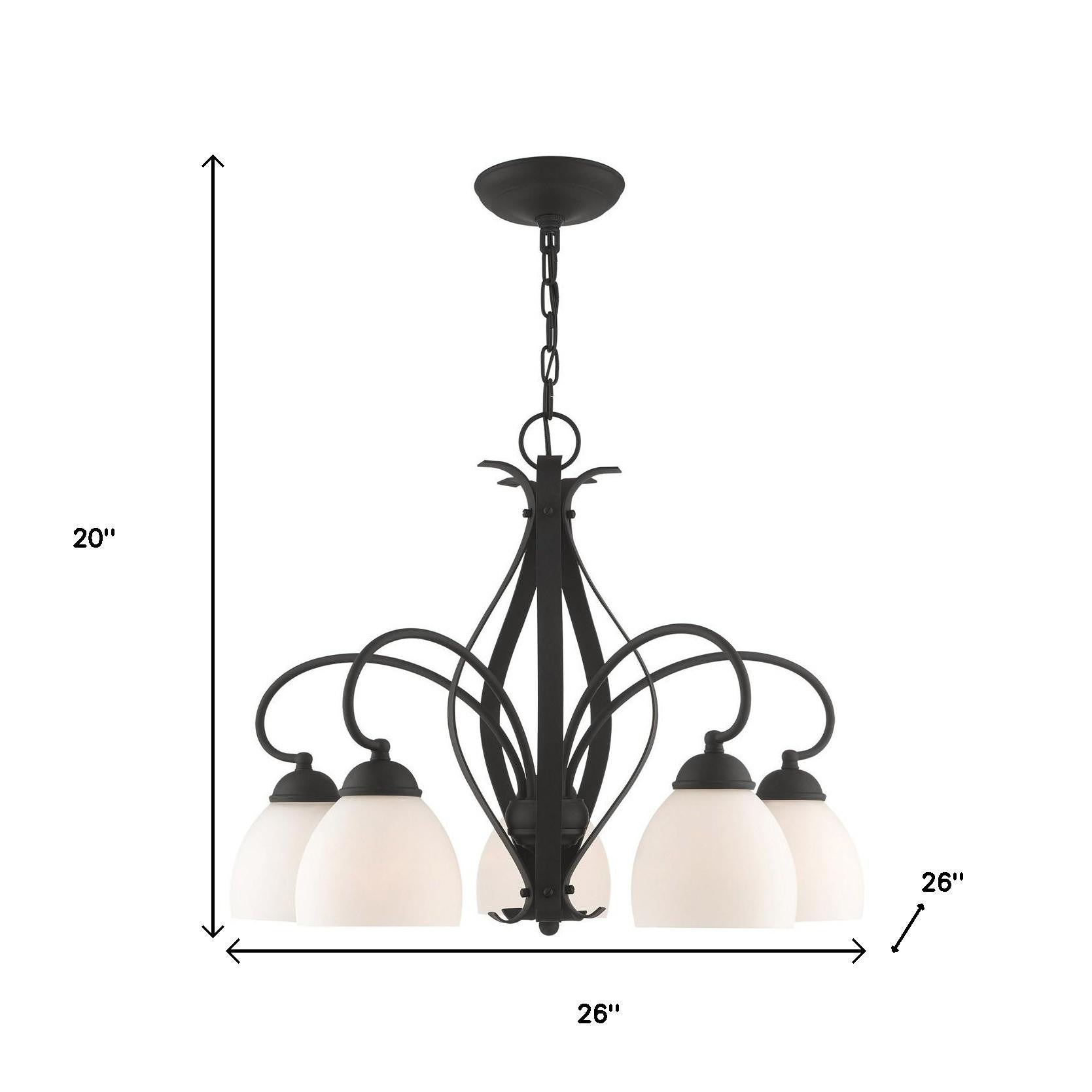 Black Five Light Dimmable Chandelier With Shades