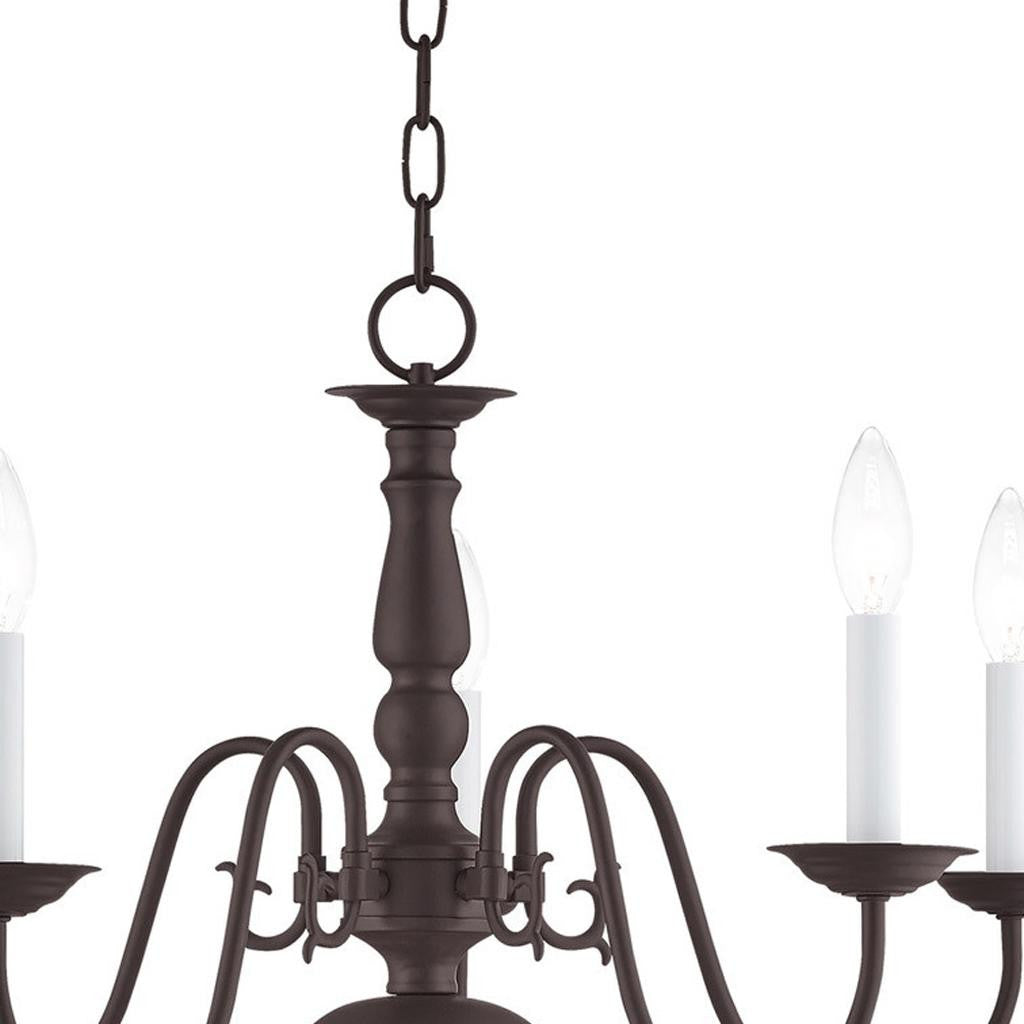 Bronze Five Light Dimmable Chandelier With Shades