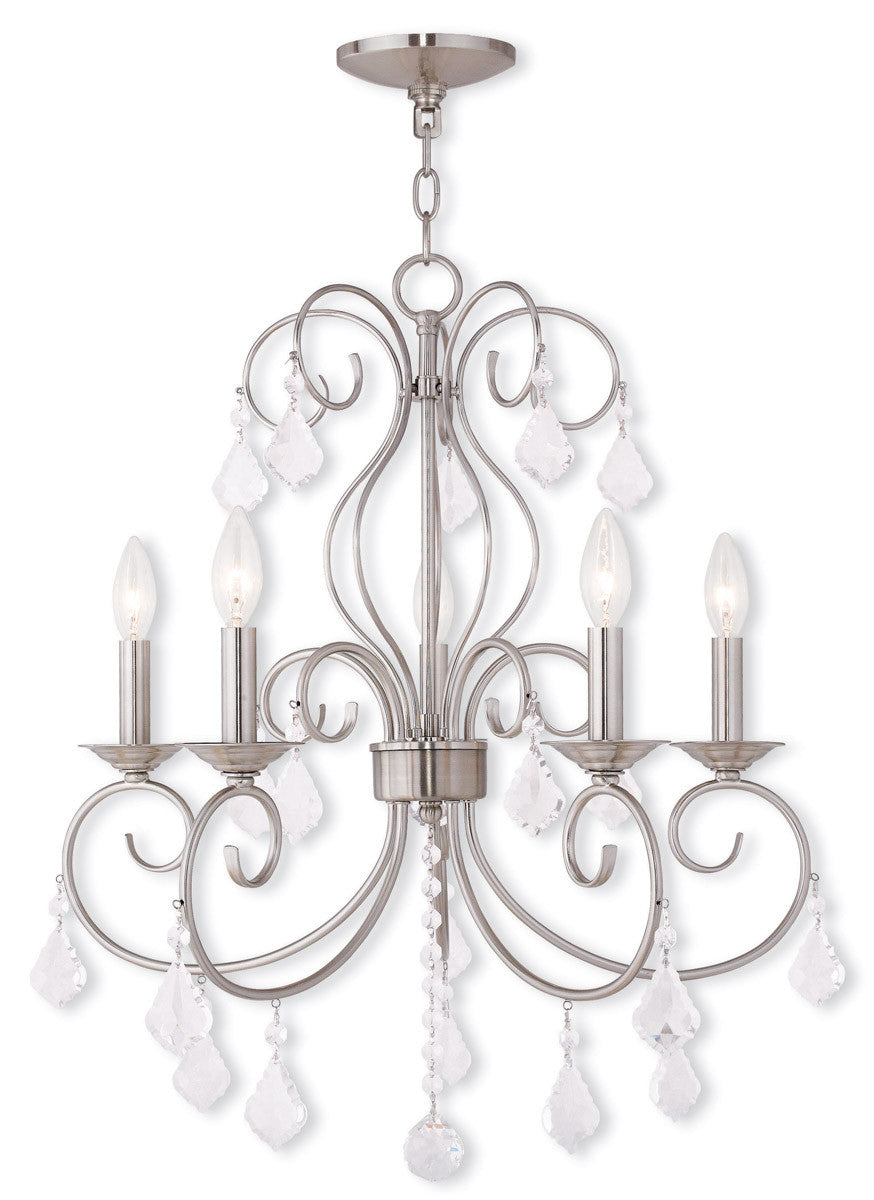 Five Light Dimmable Chandelier With Shades Default Title