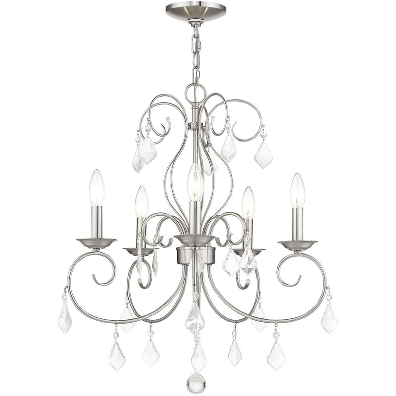 Five Light Dimmable Chandelier With Shades