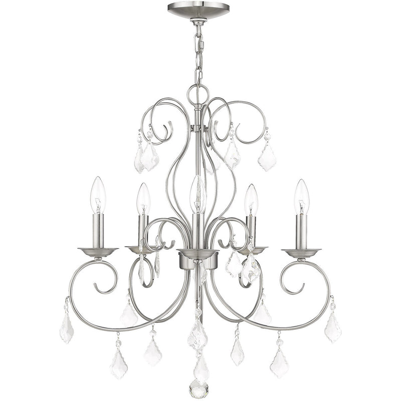 Five Light Dimmable Chandelier With Shades