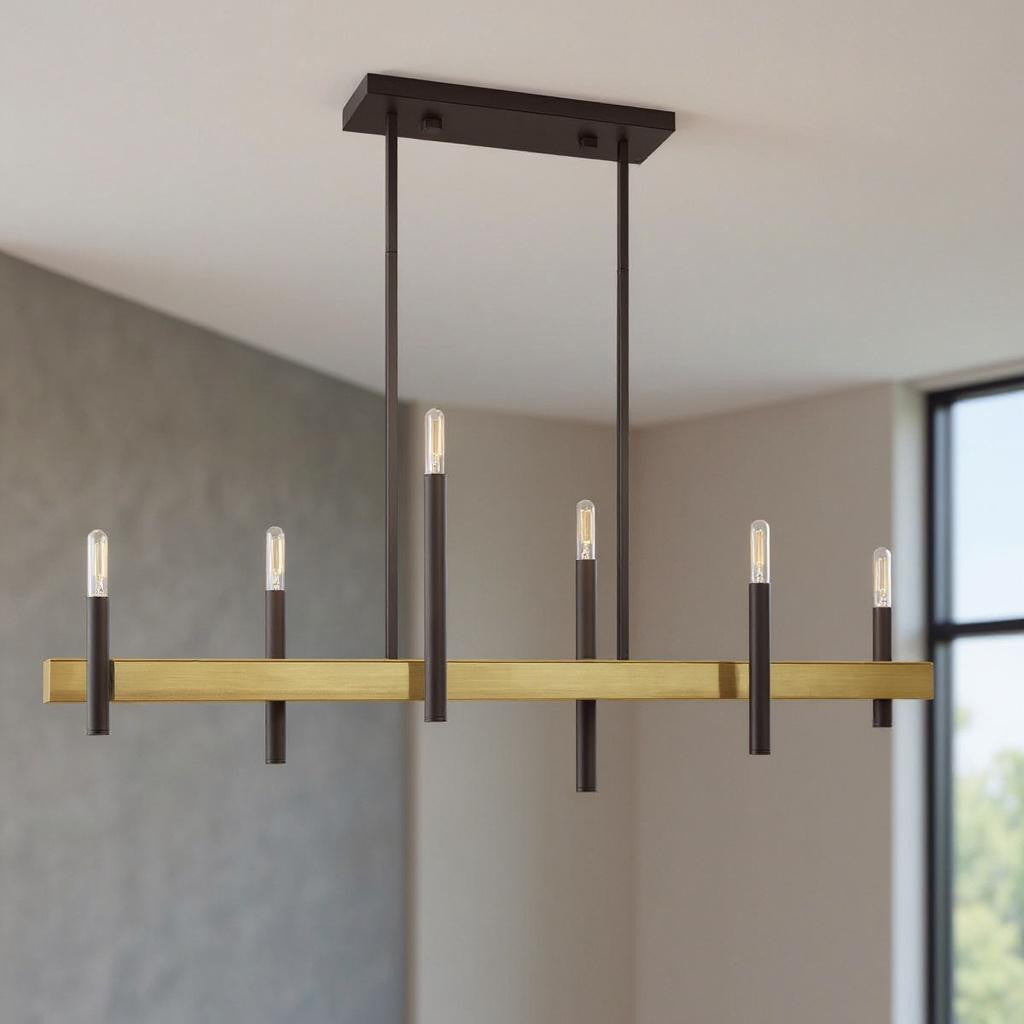 Six Light Dimmable Chandelier With Shades