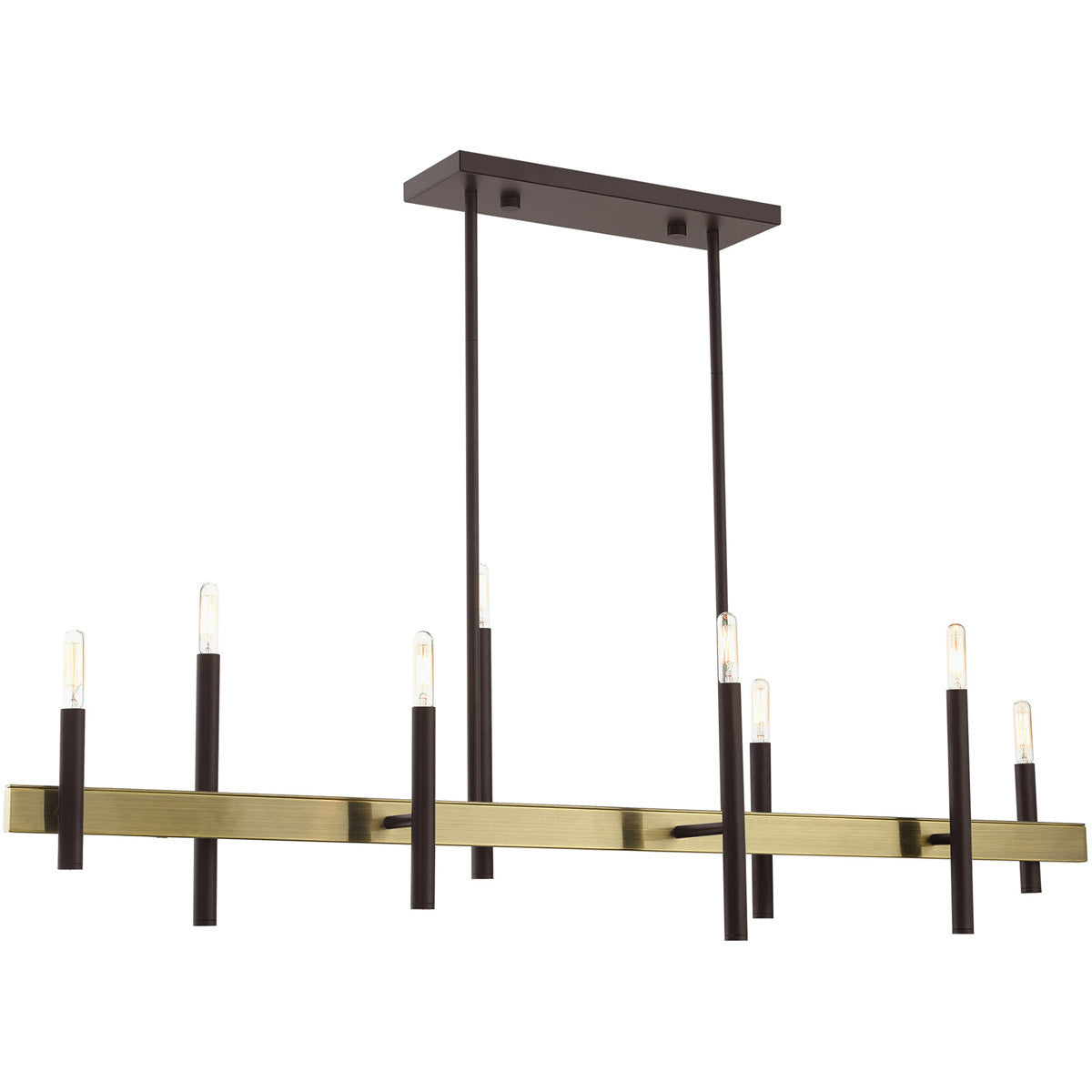 Eight Light Dimmable Chandelier With Shades