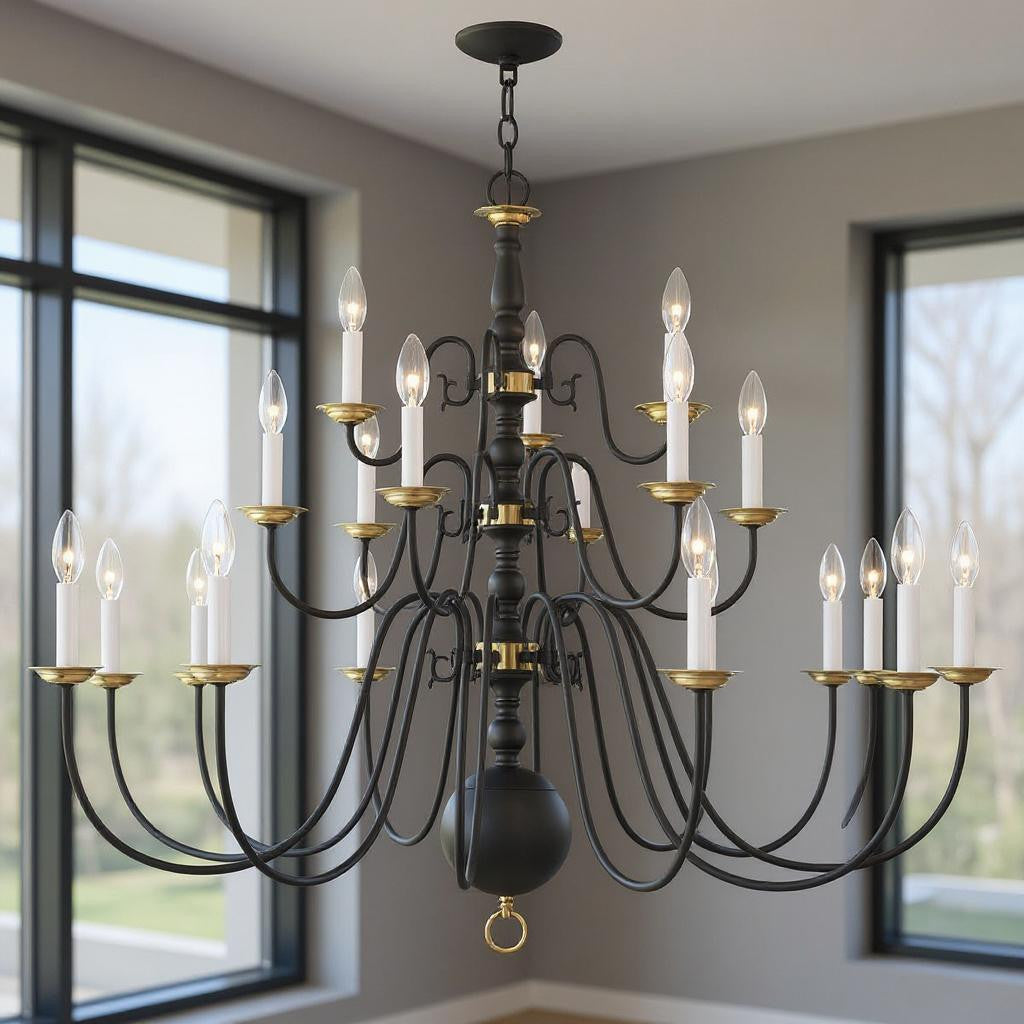 Black Multi Light Dimmable Chandelier With Shades Default Title