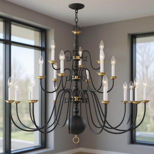 Black Multi Light Dimmable Chandelier With Shades Default Title