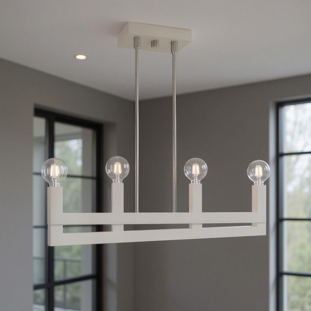 Four Light Dimmable Chandelier With Shades