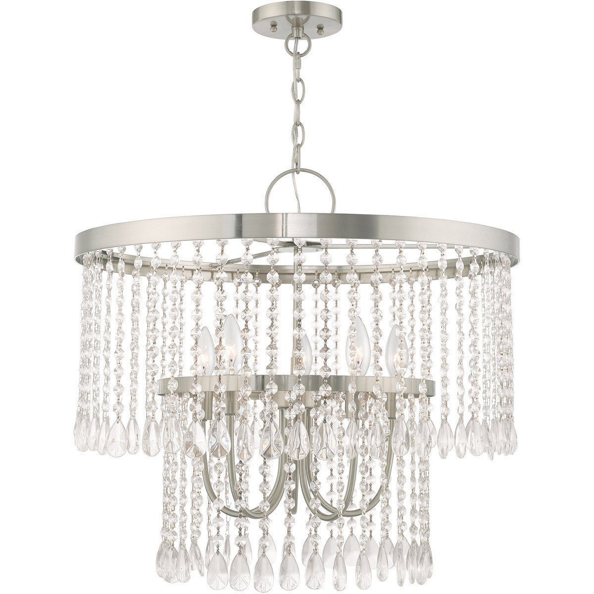 Five Light Dimmable Chandelier With Shades
