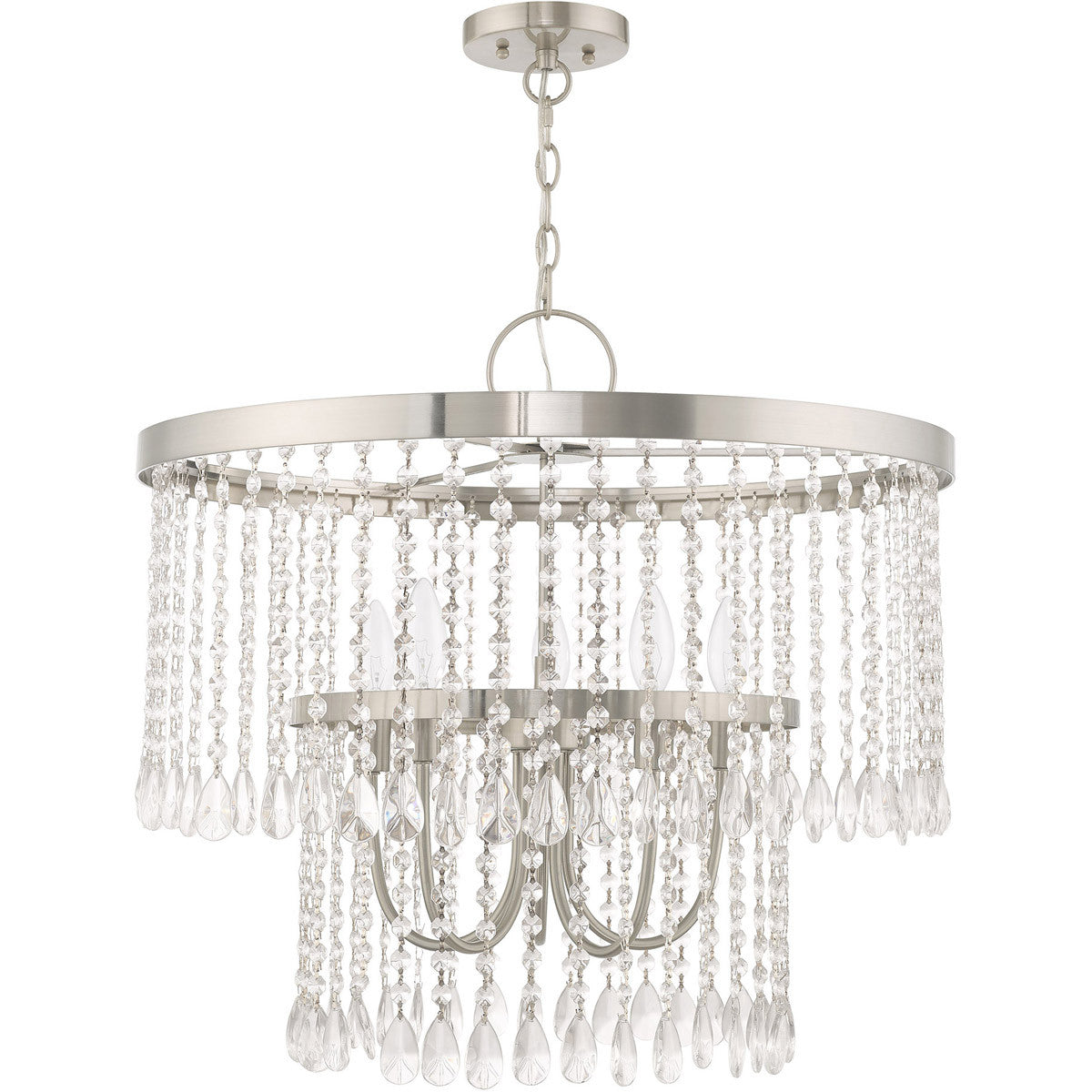 Five Light Dimmable Chandelier With Shades