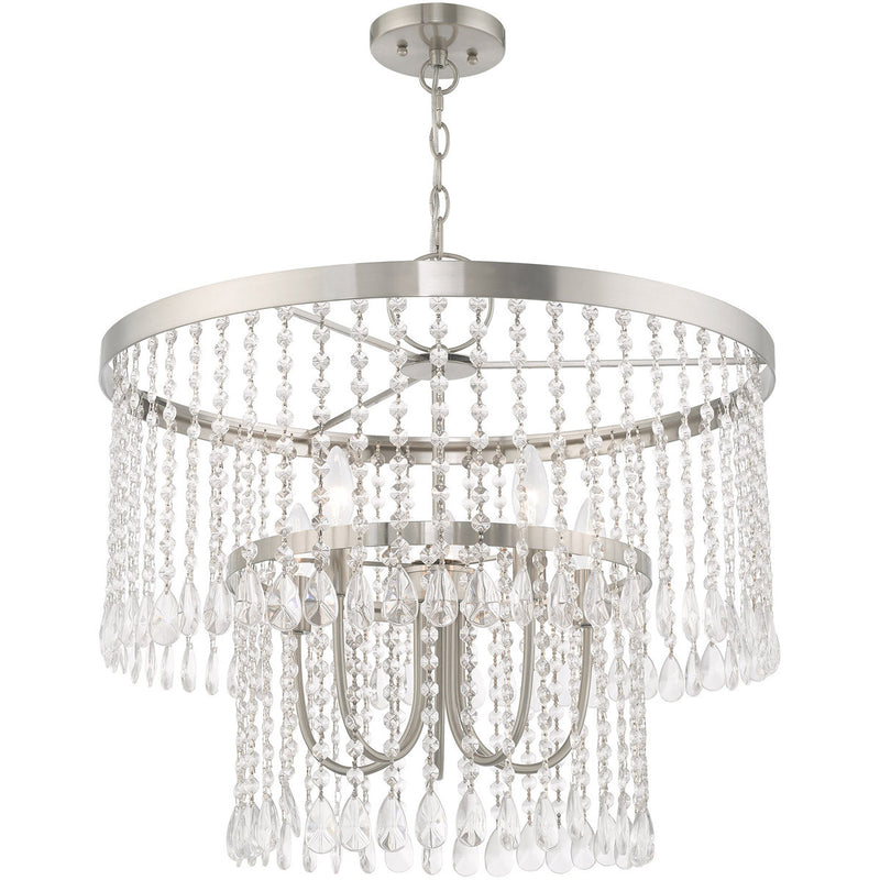 Five Light Dimmable Chandelier With Shades