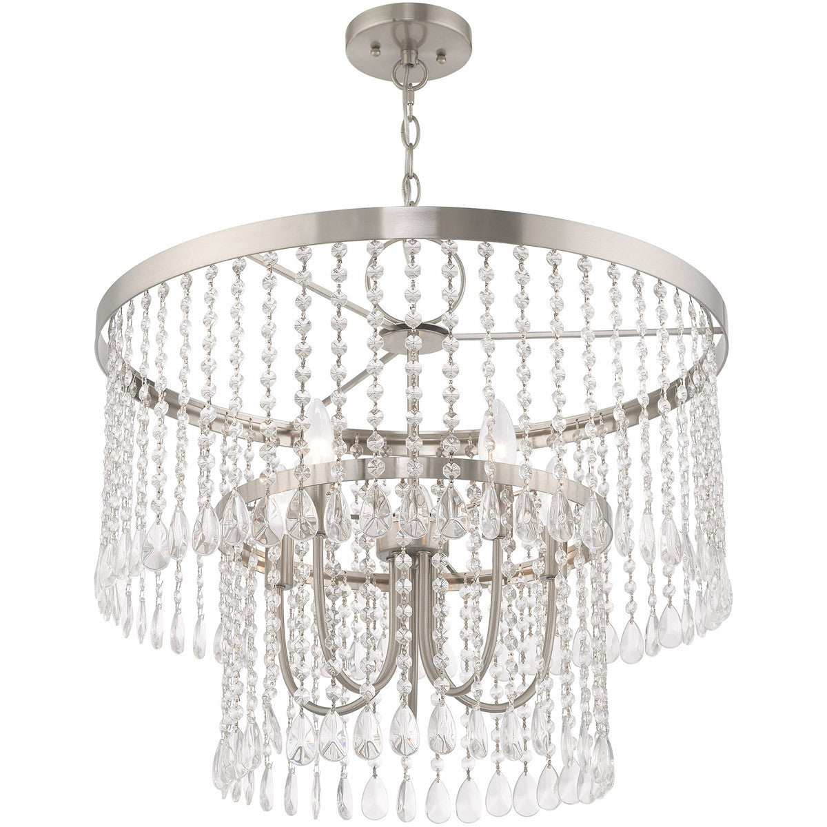 Five Light Dimmable Chandelier With Shades