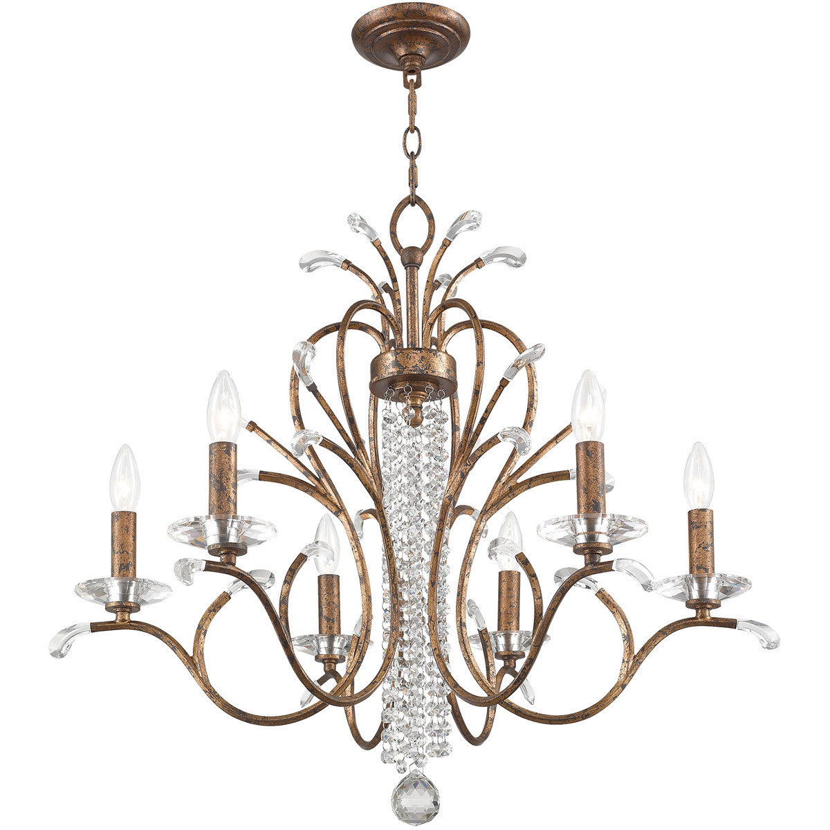 Six Light Dimmable Chandelier With Shades