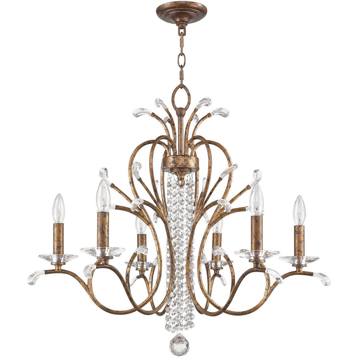 Six Light Dimmable Chandelier With Shades