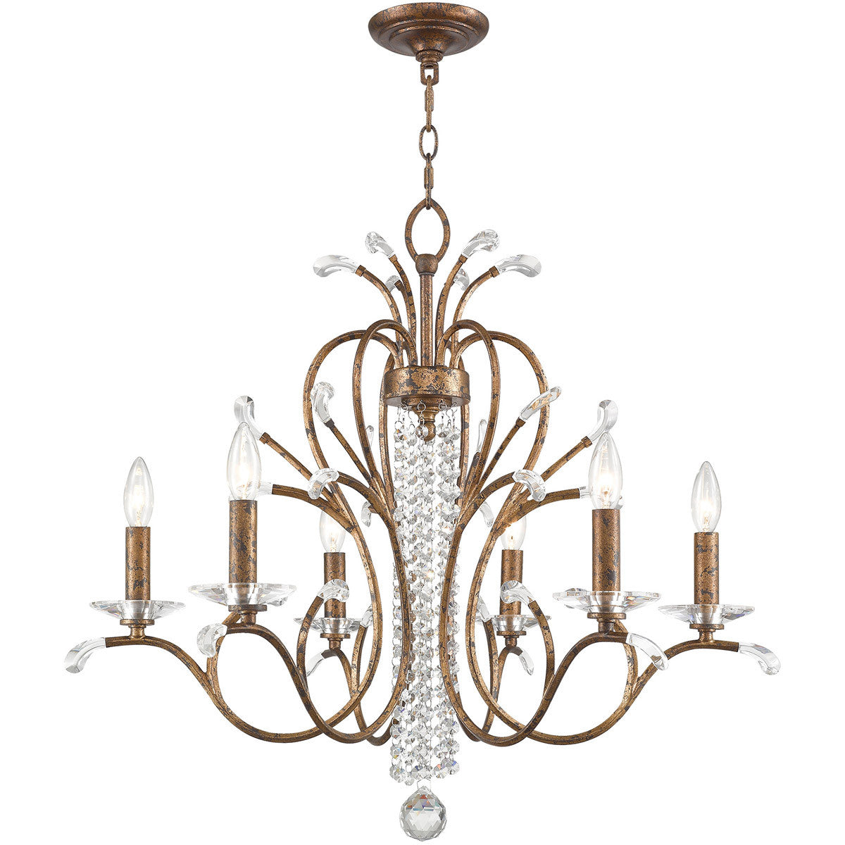 Six Light Dimmable Chandelier With Shades