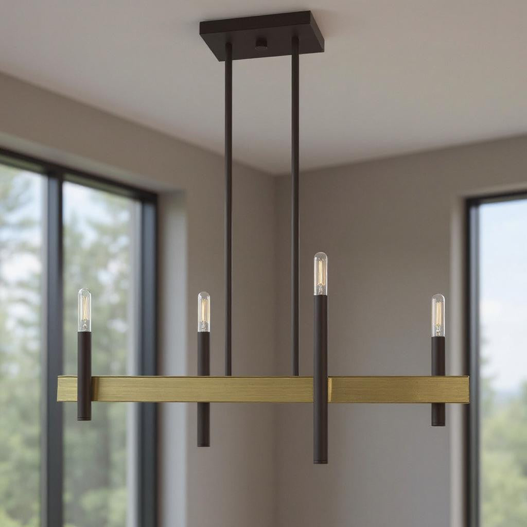 Four Light Dimmable Chandelier With Shades