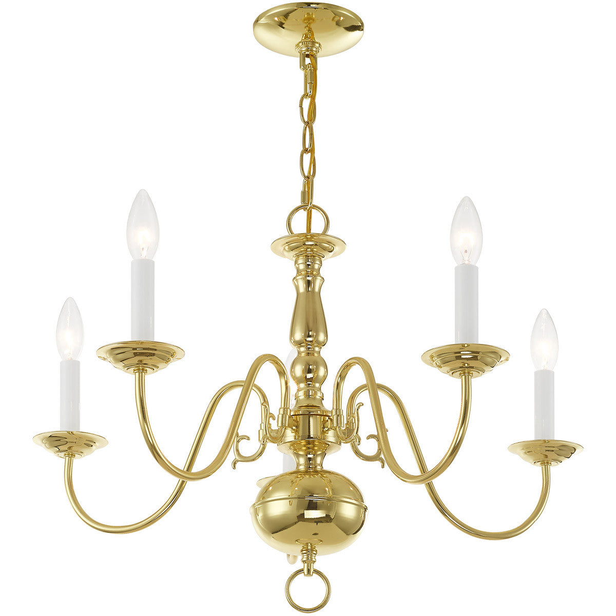 Five Light Dimmable Chandelier With Shades