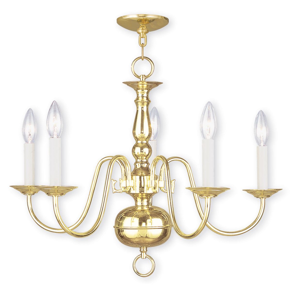Five Light Dimmable Chandelier With Shades