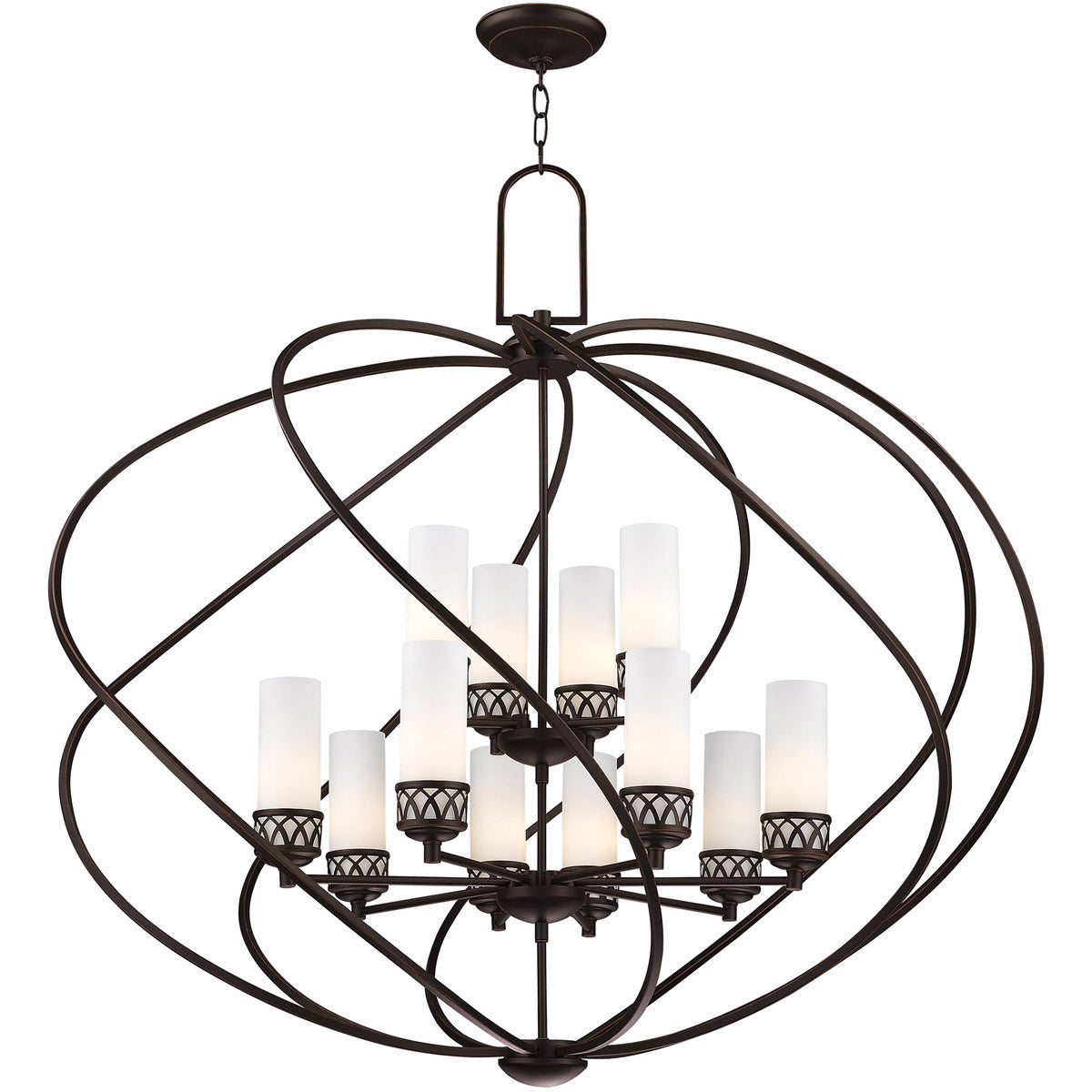 Twelve Light Dimmable Chandelier With Shades