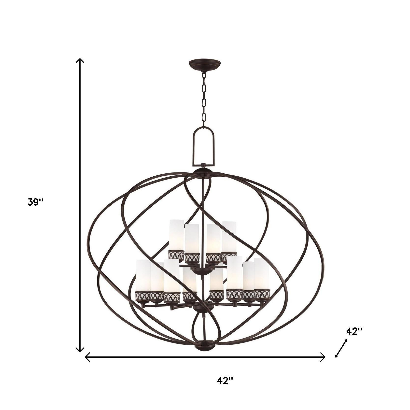Twelve Light Dimmable Chandelier With Shades