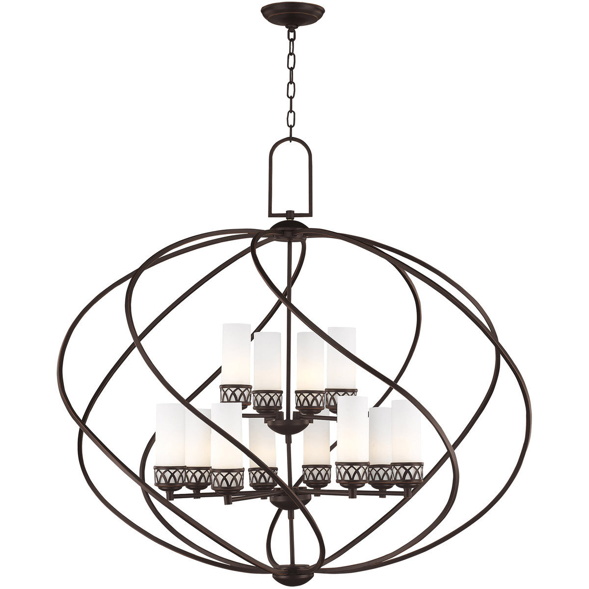 Twelve Light Dimmable Chandelier With Shades
