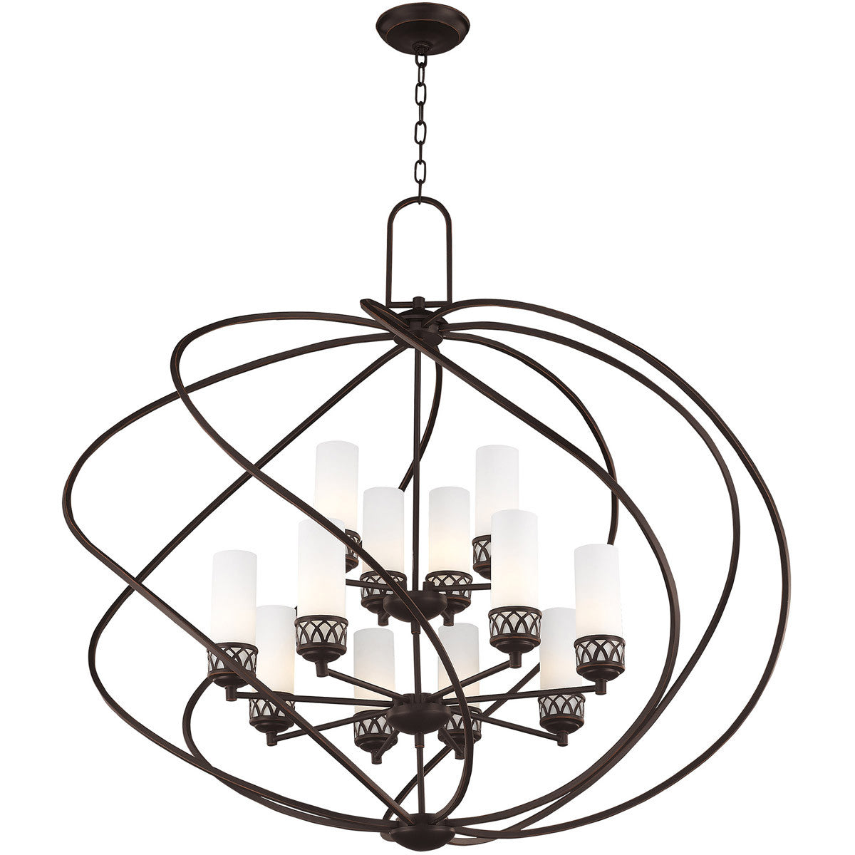 Twelve Light Dimmable Chandelier With Shades