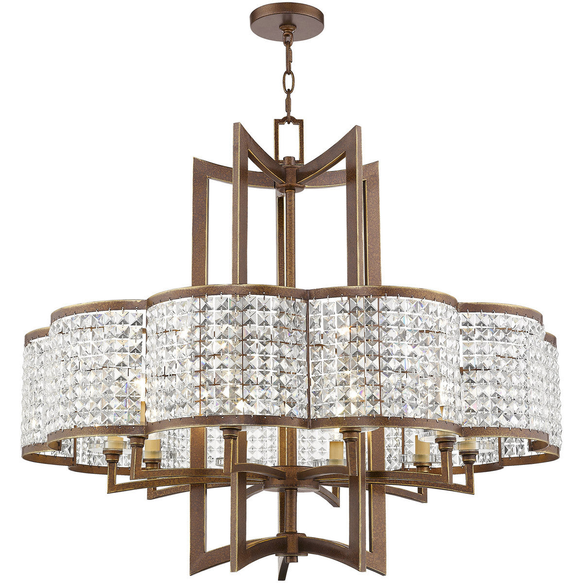 Ten Light Dimmable Chandelier With Shades