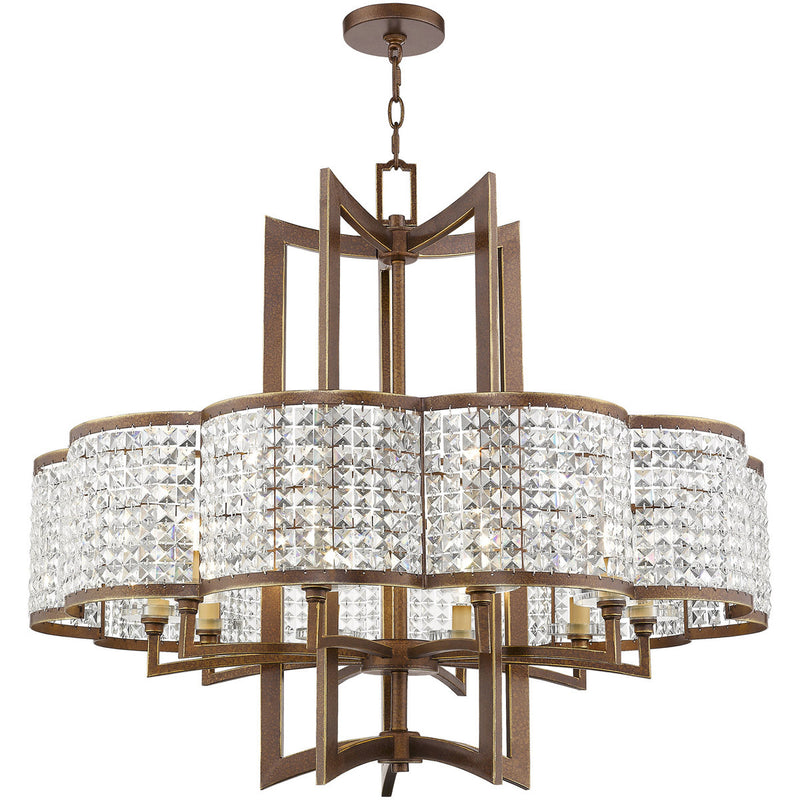 Ten Light Dimmable Chandelier With Shades