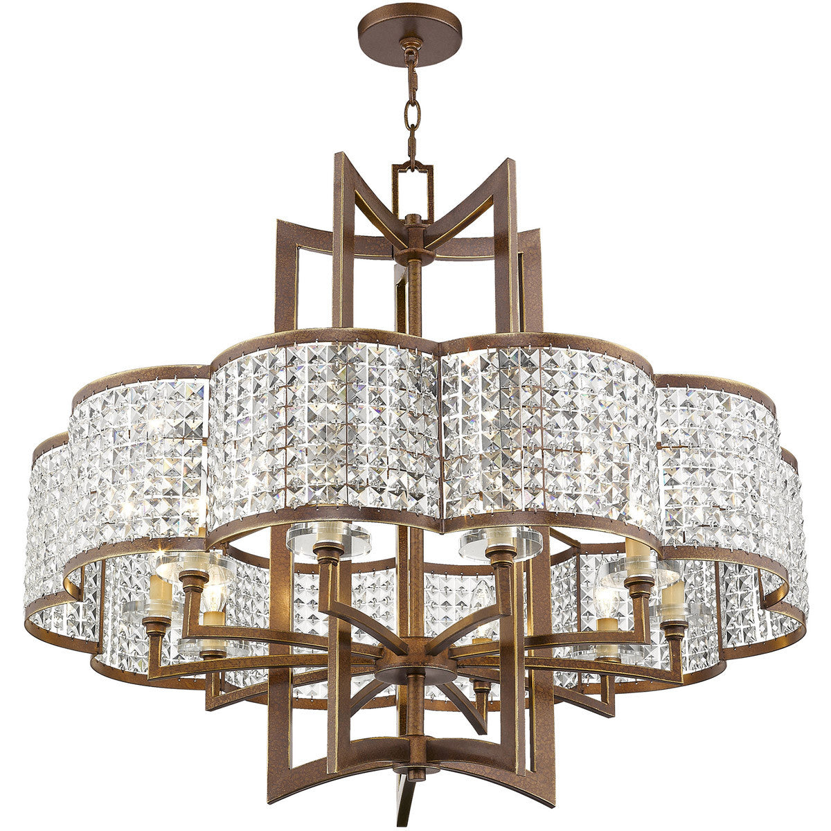 Ten Light Dimmable Chandelier With Shades
