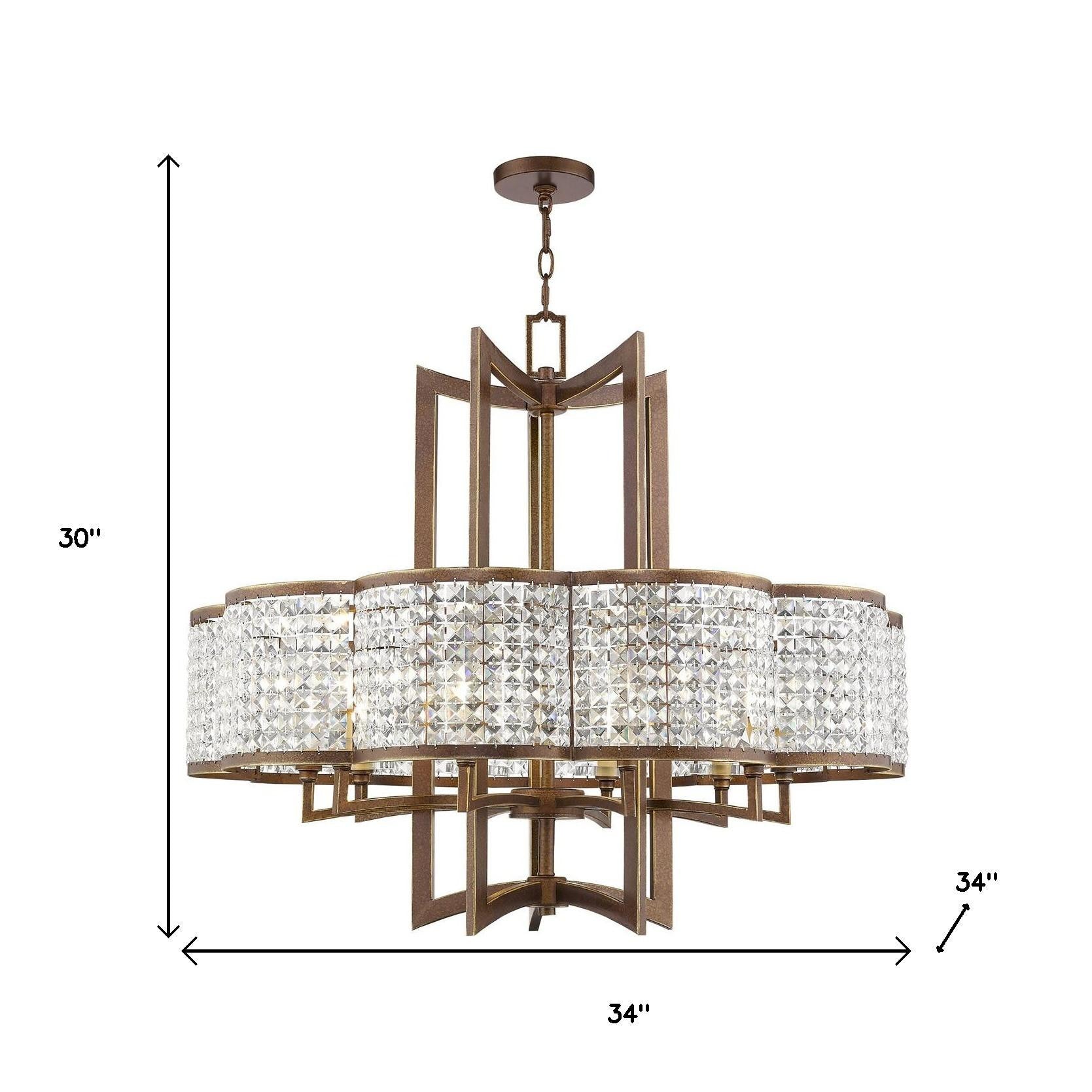 Ten Light Dimmable Chandelier With Shades