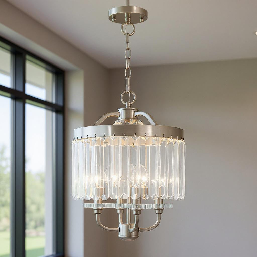 Four Light Dimmable Chandelier With Shades