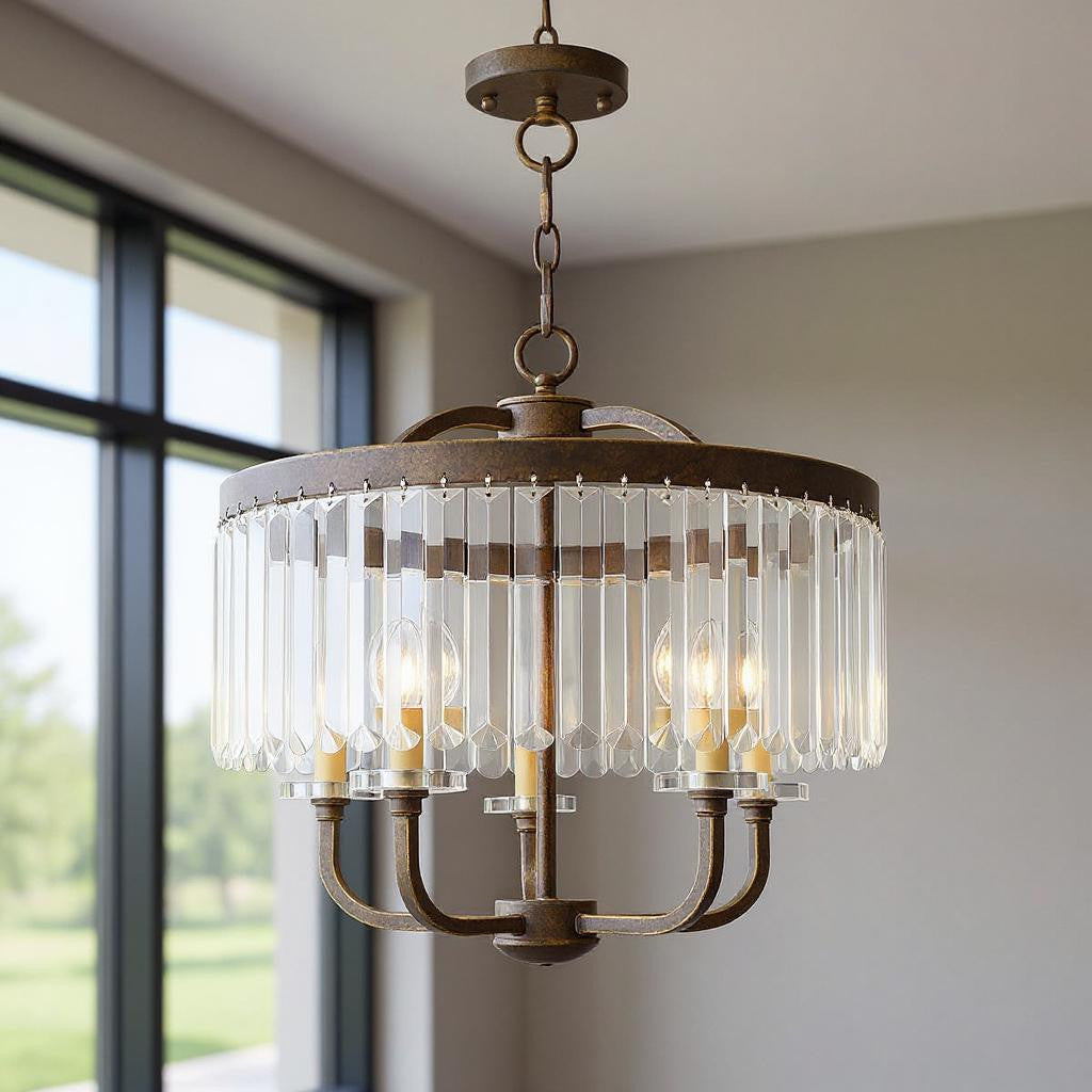 Five Light Dimmable Chandelier With Shades