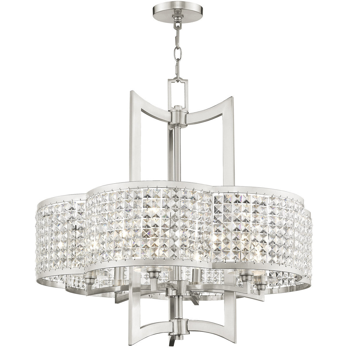 Six Light Dimmable Chandelier With Shades Default Title