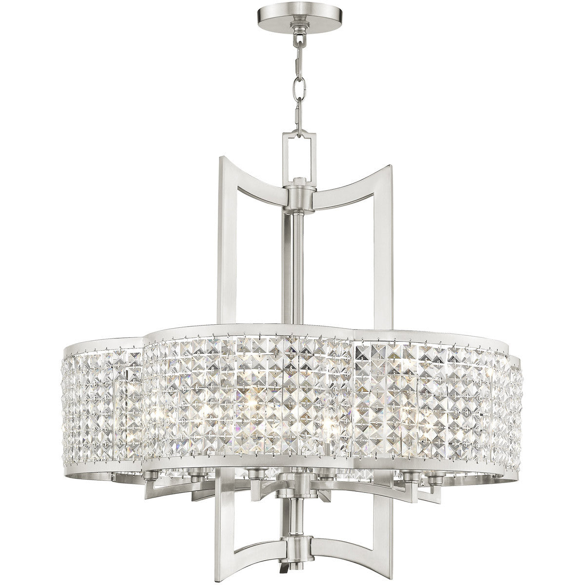 Six Light Dimmable Chandelier With Shades
