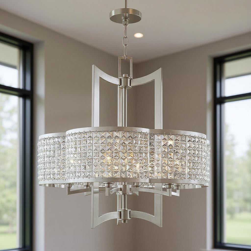 Six Light Dimmable Chandelier With Shades