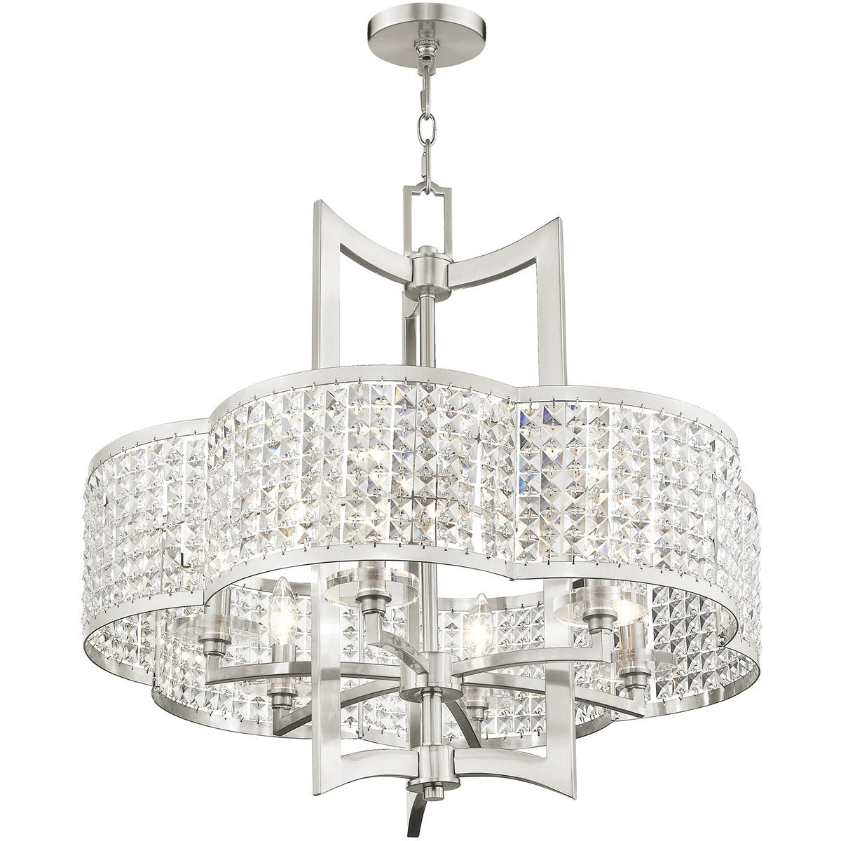 Six Light Dimmable Chandelier With Shades