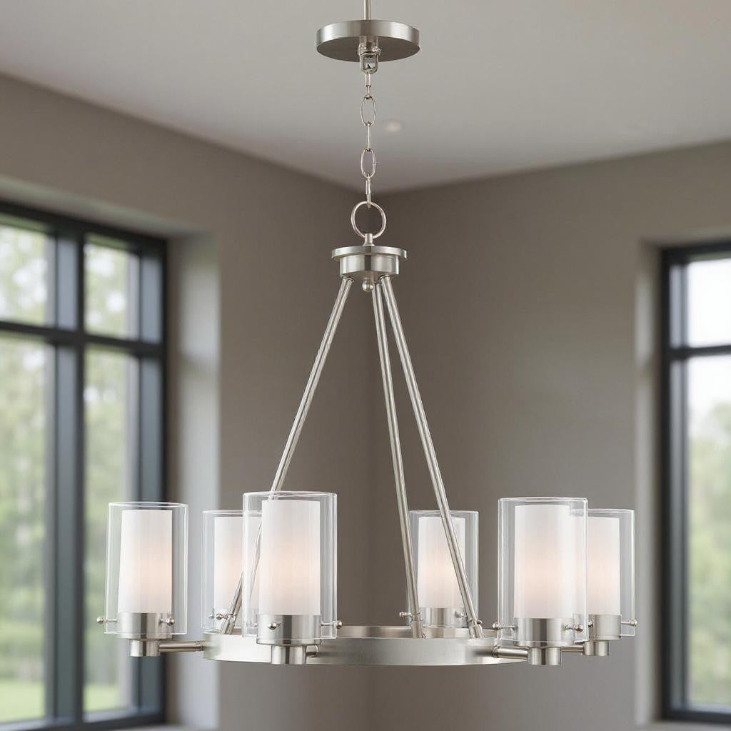 Six Light Dimmable Chandelier With Shades