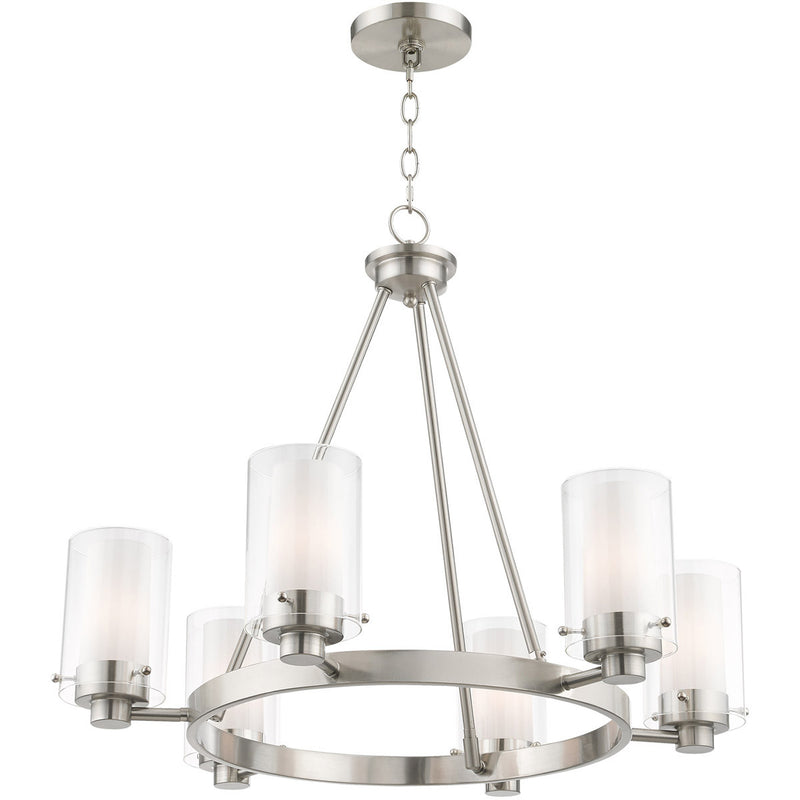 Six Light Dimmable Chandelier With Shades